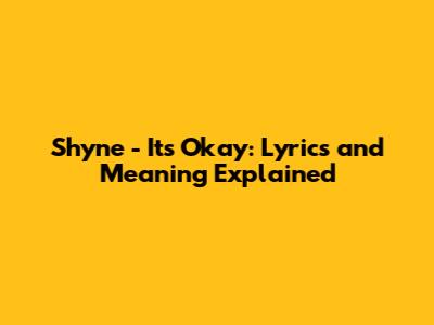 Shyne - It's Okay: Lyrics and Meaning Explained