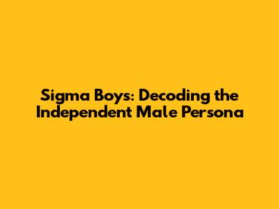 Sigma Boys: Decoding the Independent Male Persona