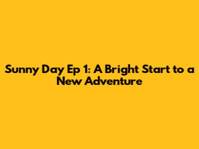 Sunny Day Ep 1: A Bright Start to a New Adventure