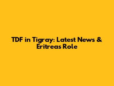 TDF in Tigray: Latest News & Eritrea's Role