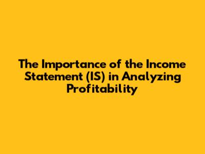 The Importance of the Income Statement (IS) in Analyzing Profitability