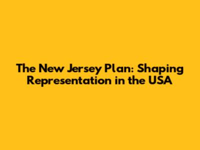 The New Jersey Plan: Shaping Representation in the USA
