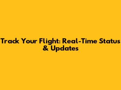 Track Your Flight: Real-Time Status & Updates