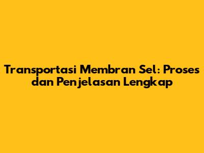 Transportasi Membran Sel: Proses dan Penjelasan Lengkap