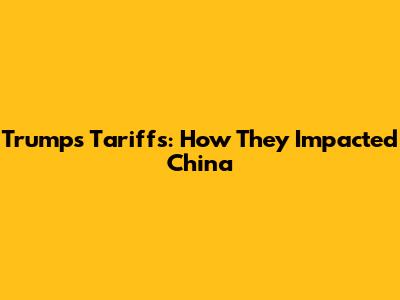 Trump's Tariffs: How They Impacted China