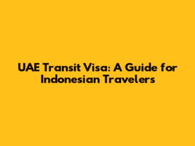 UAE Transit Visa: A Guide for Indonesian Travelers