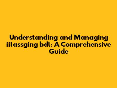 Understanding and Managing iilassging bdl: A Comprehensive Guide