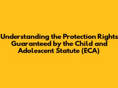 Understanding the Protection Rights Guaranteed by the Child and Adolescent Statute (ECA)
