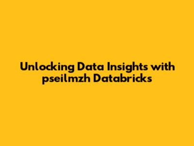 Unlocking Data Insights with pseilmzh Databricks