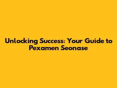 Unlocking Success: Your Guide to Pexamen Seonase