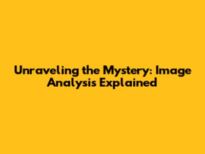 Unraveling the Mystery: Image Analysis Explained