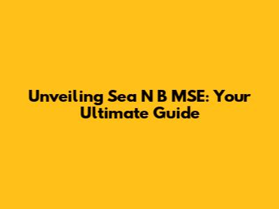 Unveiling Sea N' B MSE: Your Ultimate Guide