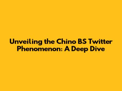 Unveiling the Chino BS Twitter Phenomenon: A Deep Dive