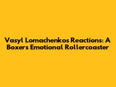 Vasyl Lomachenko's Reactions: A Boxer's Emotional Rollercoaster