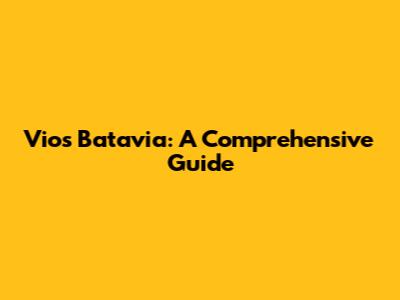 Vios Batavia: A Comprehensive Guide