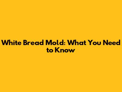 White Bread Mold: What You Need to Know