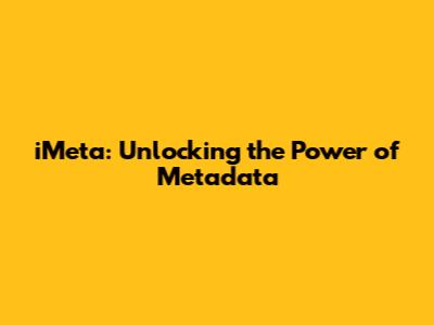 iMeta: Unlocking the Power of Metadata